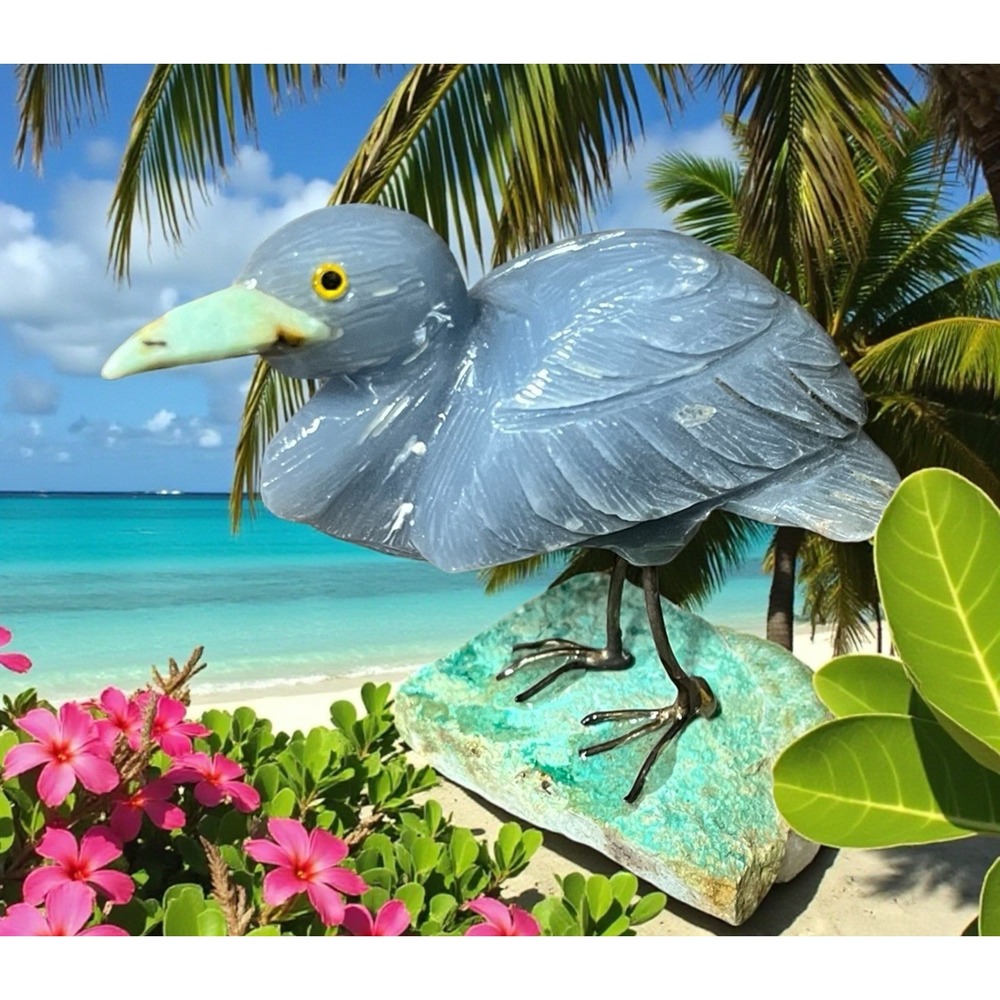 Peruvian‎ Peru Stone Rock Heron Bird Figurine Hand Carved Mineral Art Statue